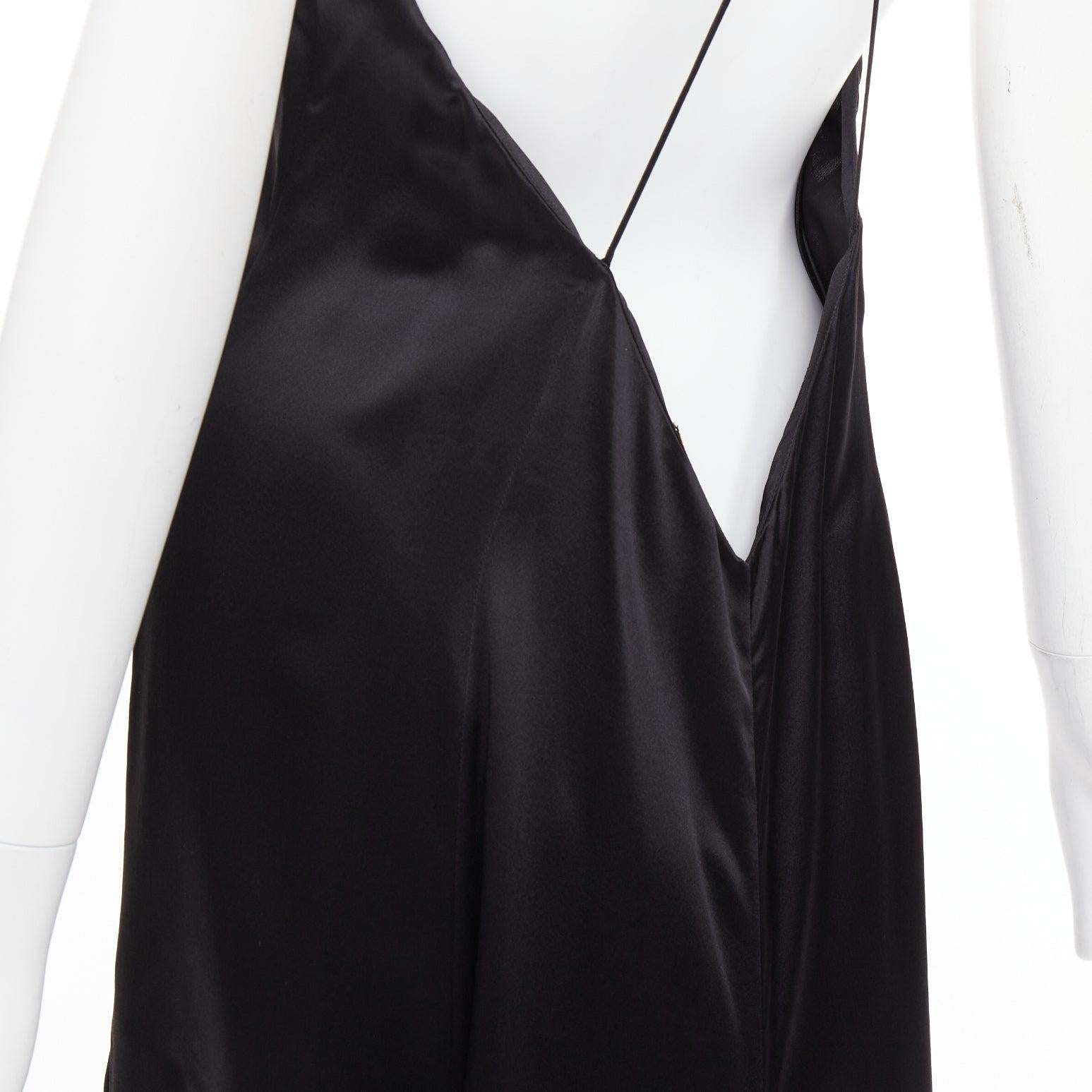 SAINT LAURENT 2022 Runway plunge neck dipped back high slit slip gown FR38 M en vente 3