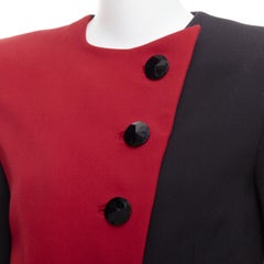 SAINT LAURENT 2022 Runway red black wool bicolor power blazer minidress FR36 S