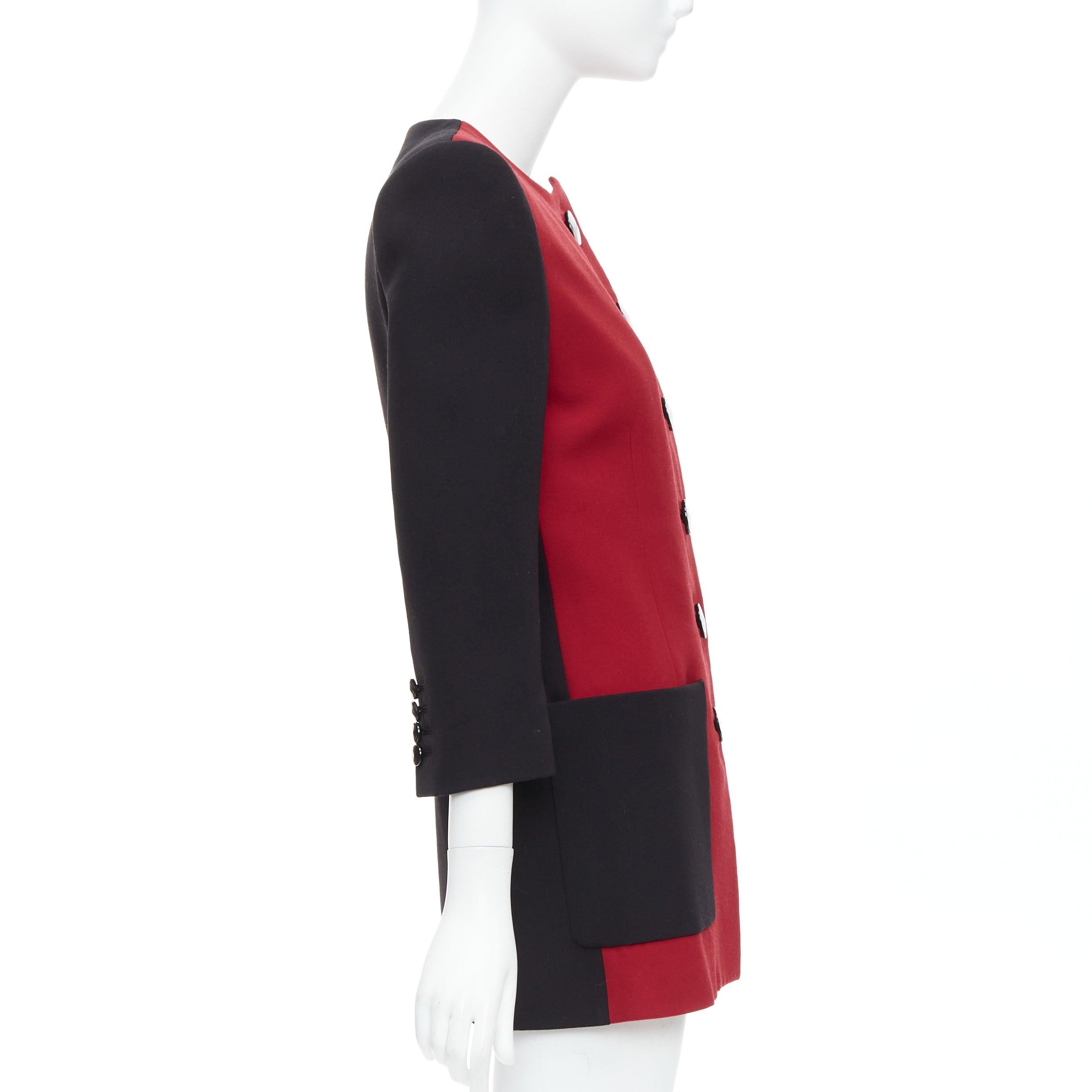 SAINT LAURENT 2022 Runway red black wool bicolor power blazer minidress FR36 S 1