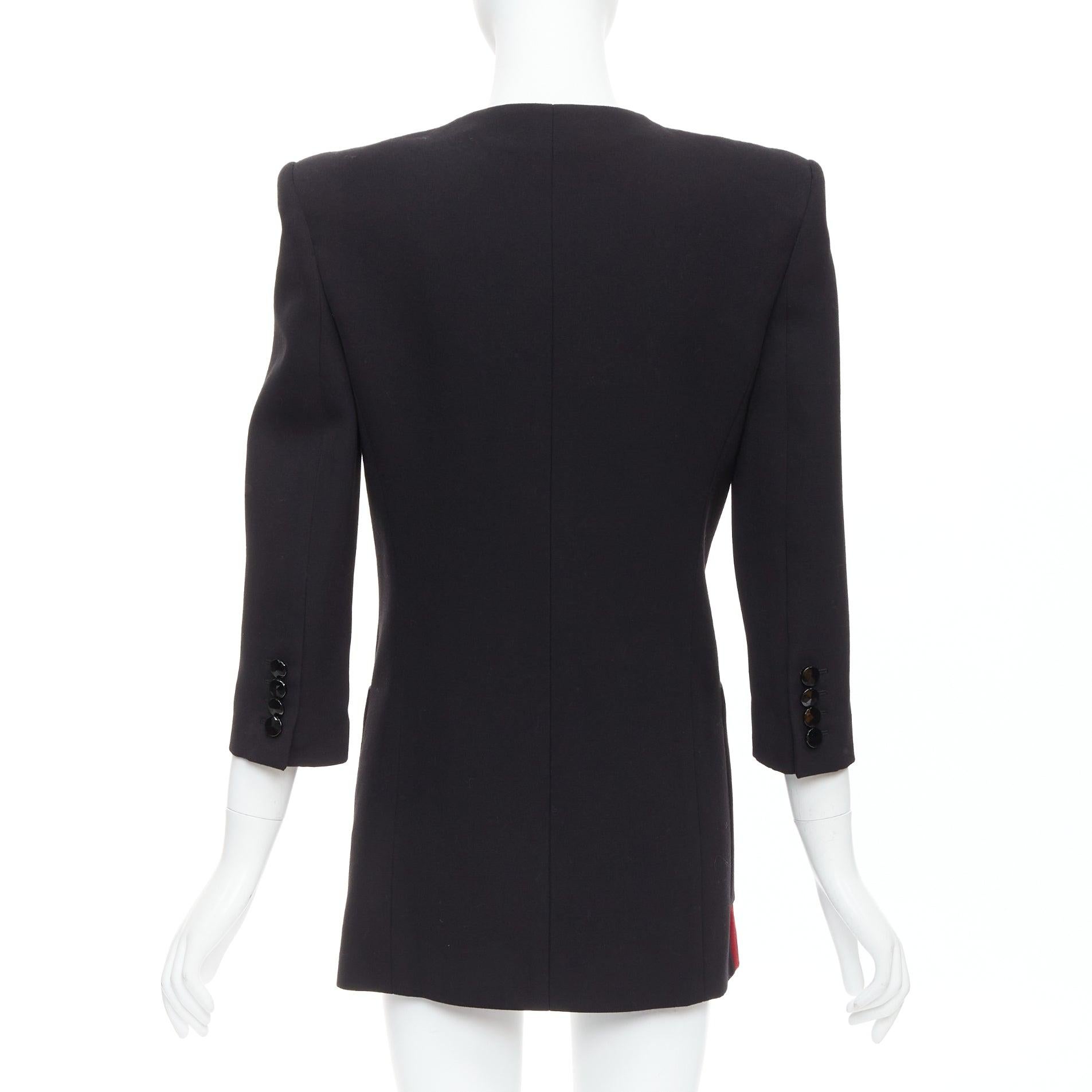 SAINT LAURENT 2022 Runway red black wool bicolor power blazer minidress FR36 S in vendita 2