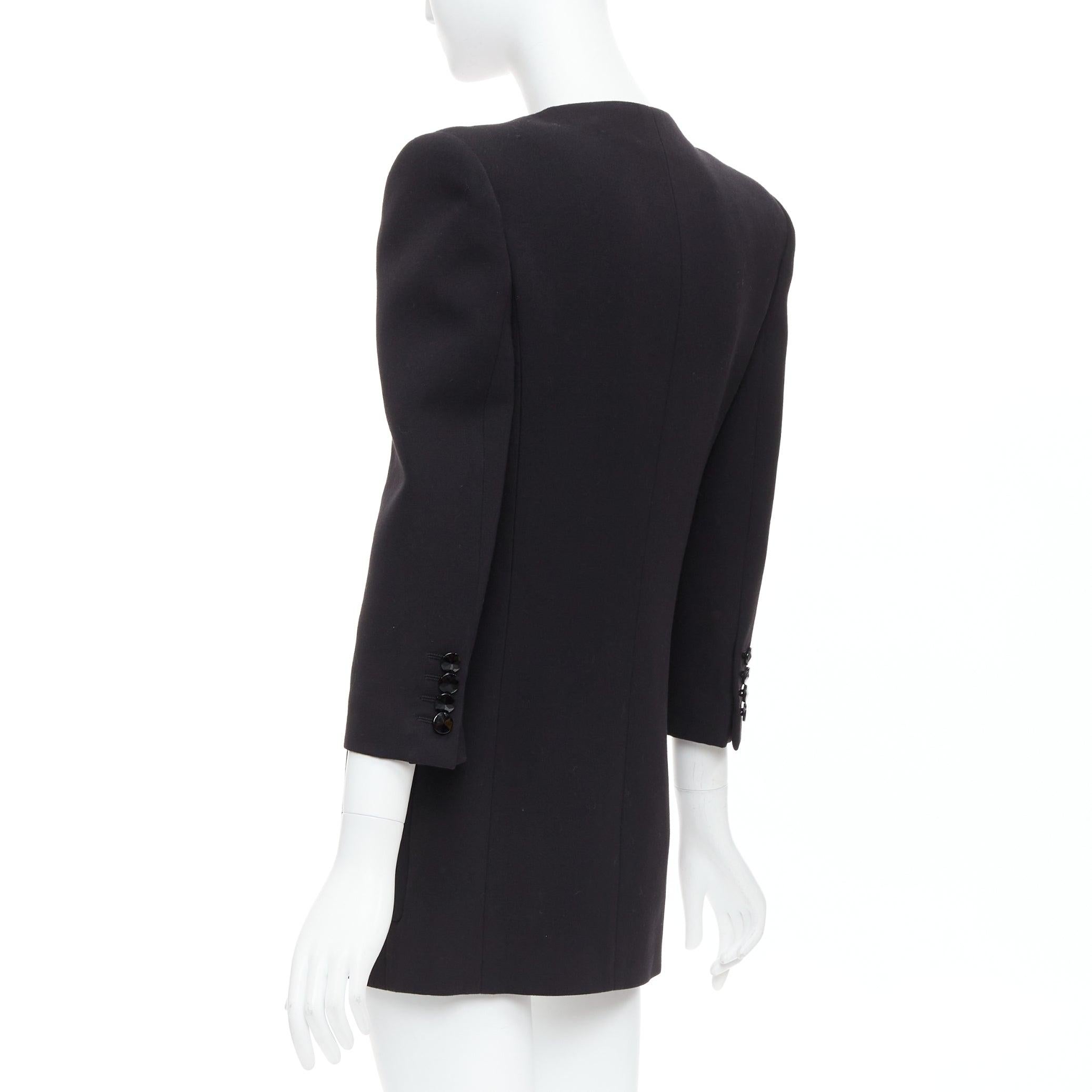 SAINT LAURENT 2022 Runway red black wool bicolor power blazer minidress FR36 S 3
