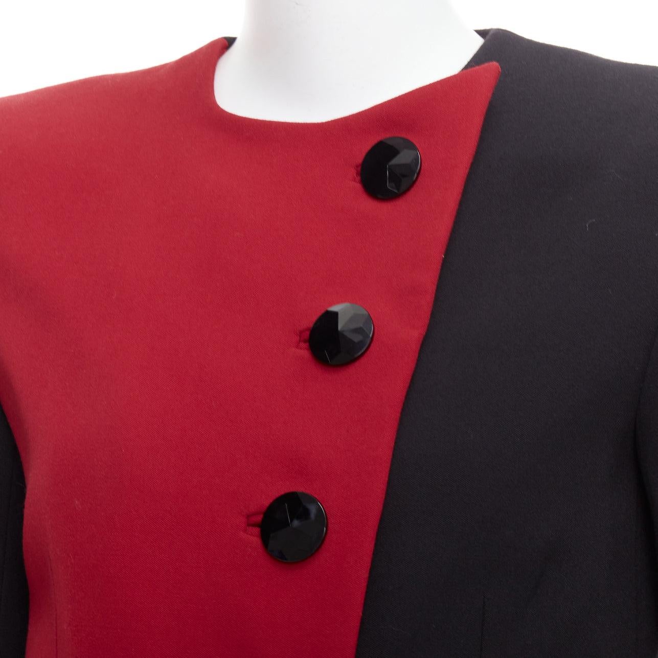 SAINT LAURENT 2022 Runway red black wool bicolor power blazer minidress FR36 S 4