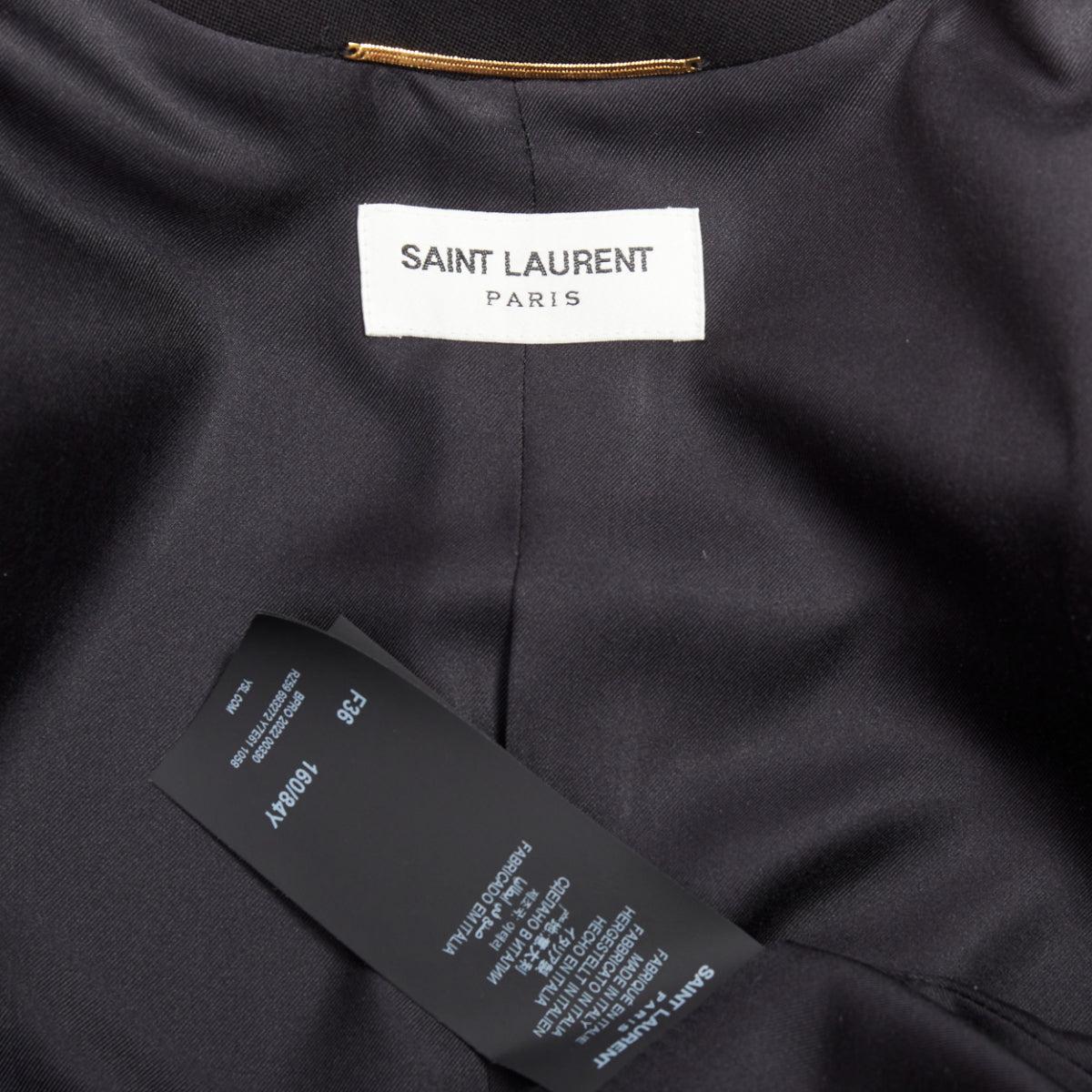 SAINT LAURENT 2022 Runway red black wool bicolor power blazer minidress FR36 S 5