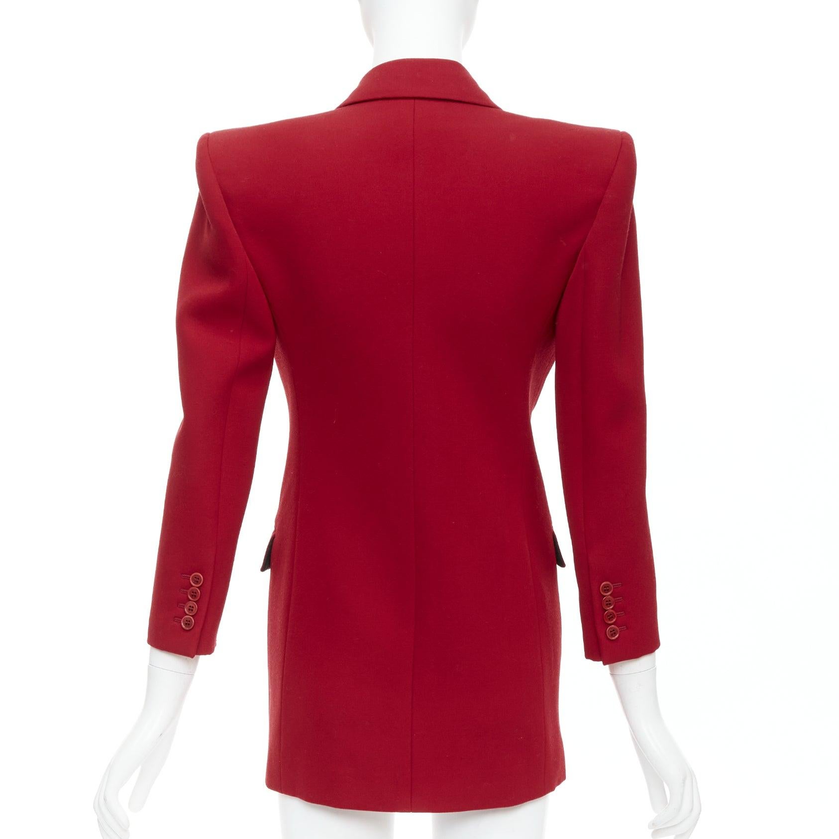 SAINT LAURENT 2022 Runway veste blazer à épaulettes en laine rouge FR34 XS en vente 2