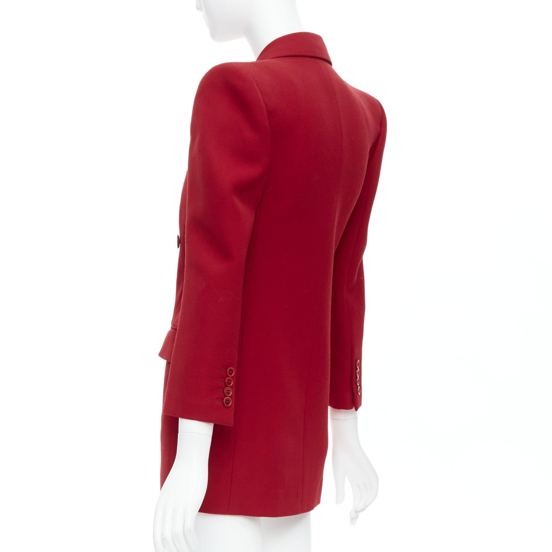 SAINT LAURENT 2022 Runway veste blazer à épaulettes en laine rouge FR34 XS en vente 3