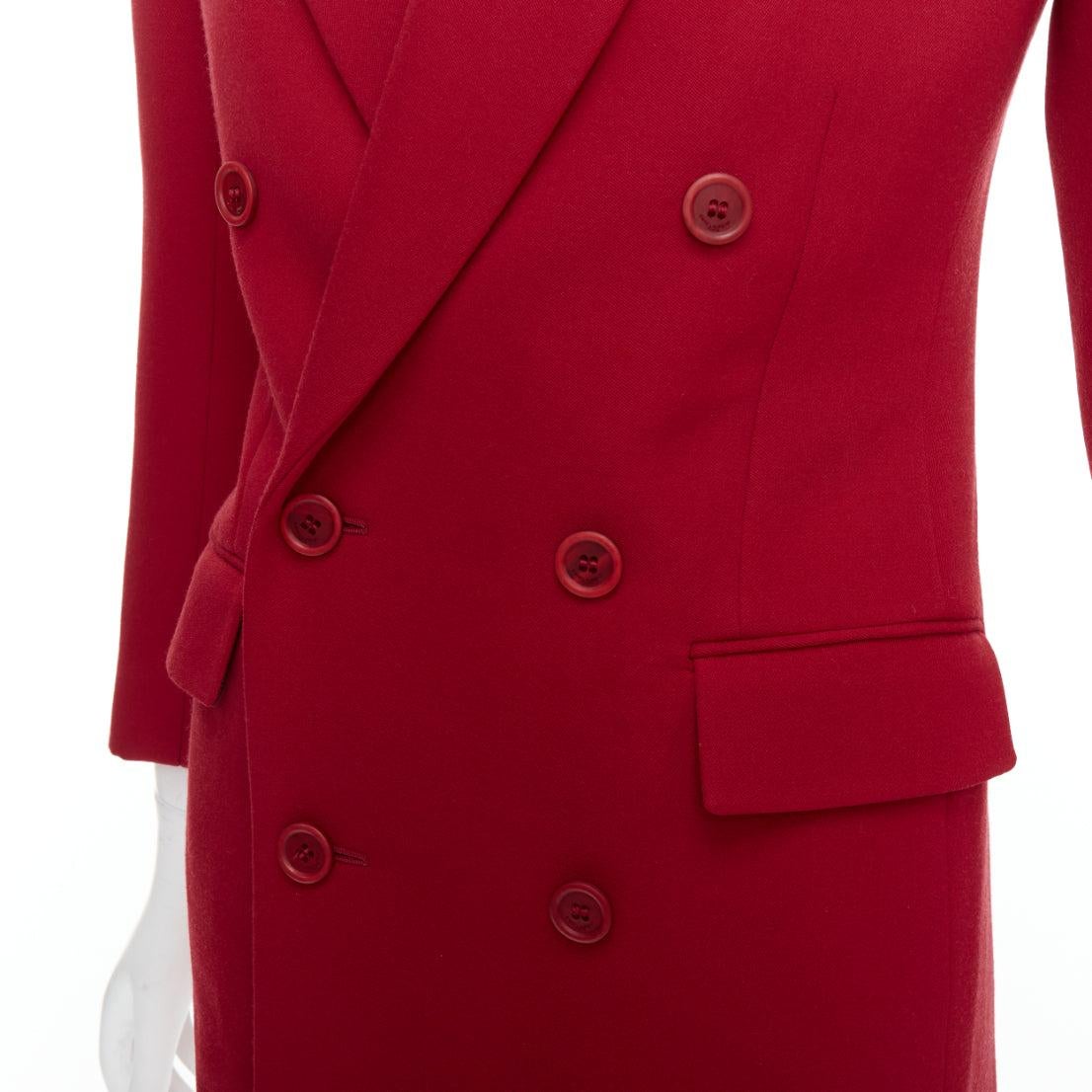 SAINT LAURENT 2022 Runway veste blazer à épaulettes en laine rouge FR34 XS en vente 4