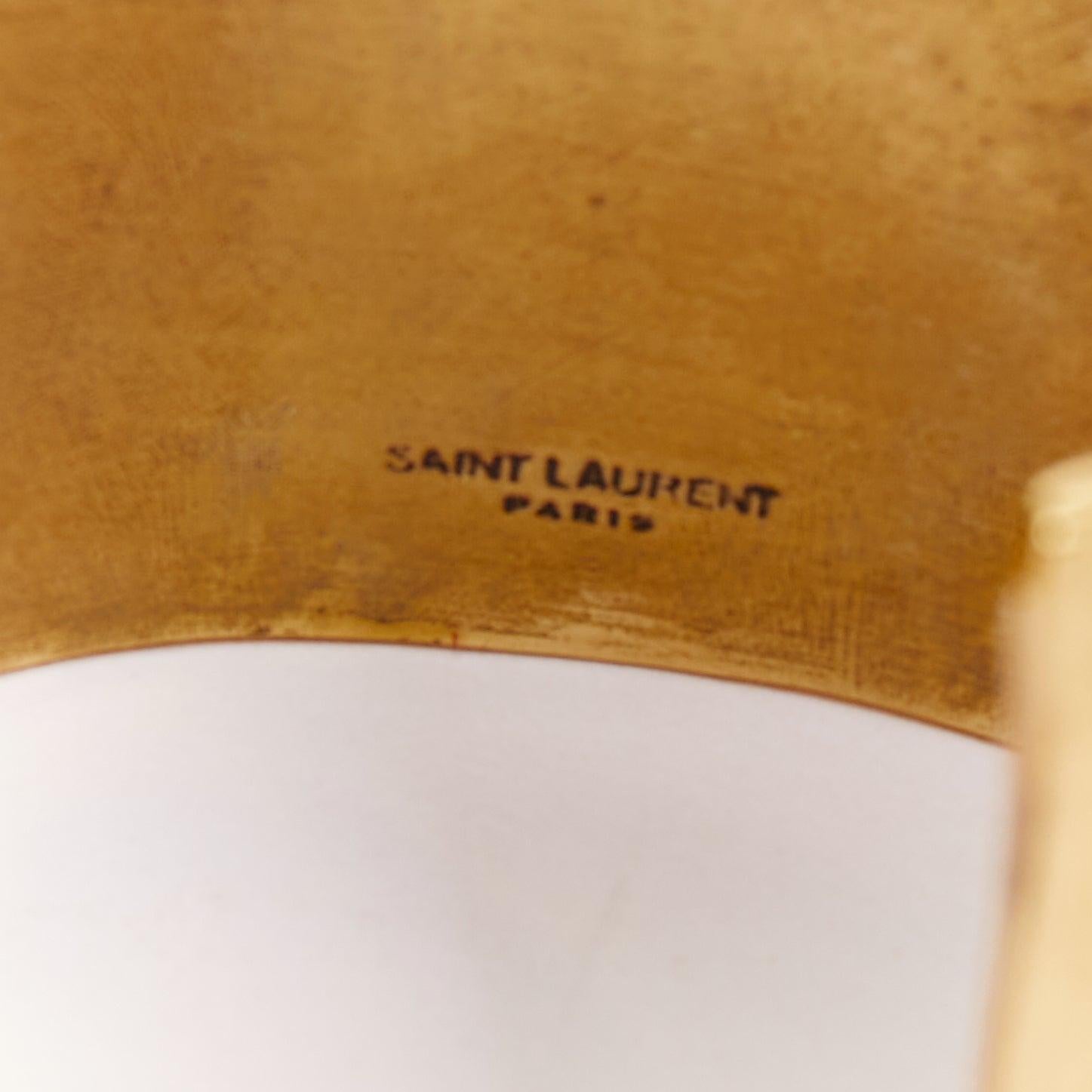 SAINT LAURENT 2022 Runway S Rouge Dore Carnelian Stone gold brass cuff bracelet in vendita 2