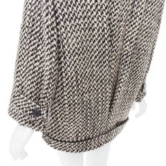 SAINT LAURENT 2022 Runway tweed boucle power shoulder oversized coat FR42 XL