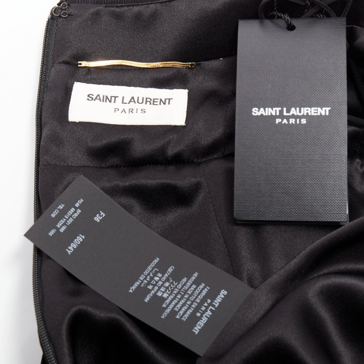Saint Laurent 2022 Runway velours cristal broche découpe grenouillère playsuit FR36 S en vente 5