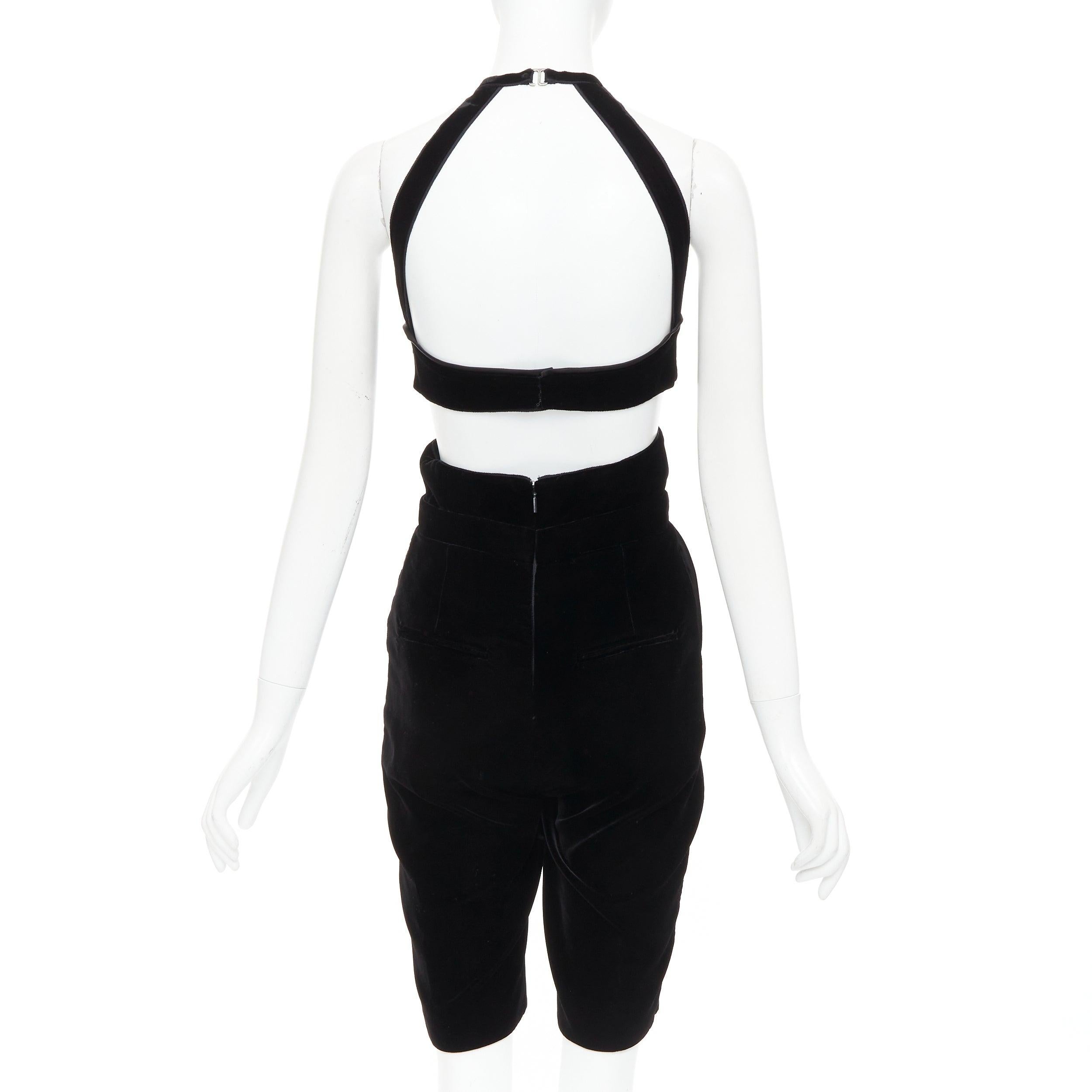 Saint Laurent 2022 Runway velours cristal broche découpe grenouillère playsuit FR36 S Pour femmes en vente