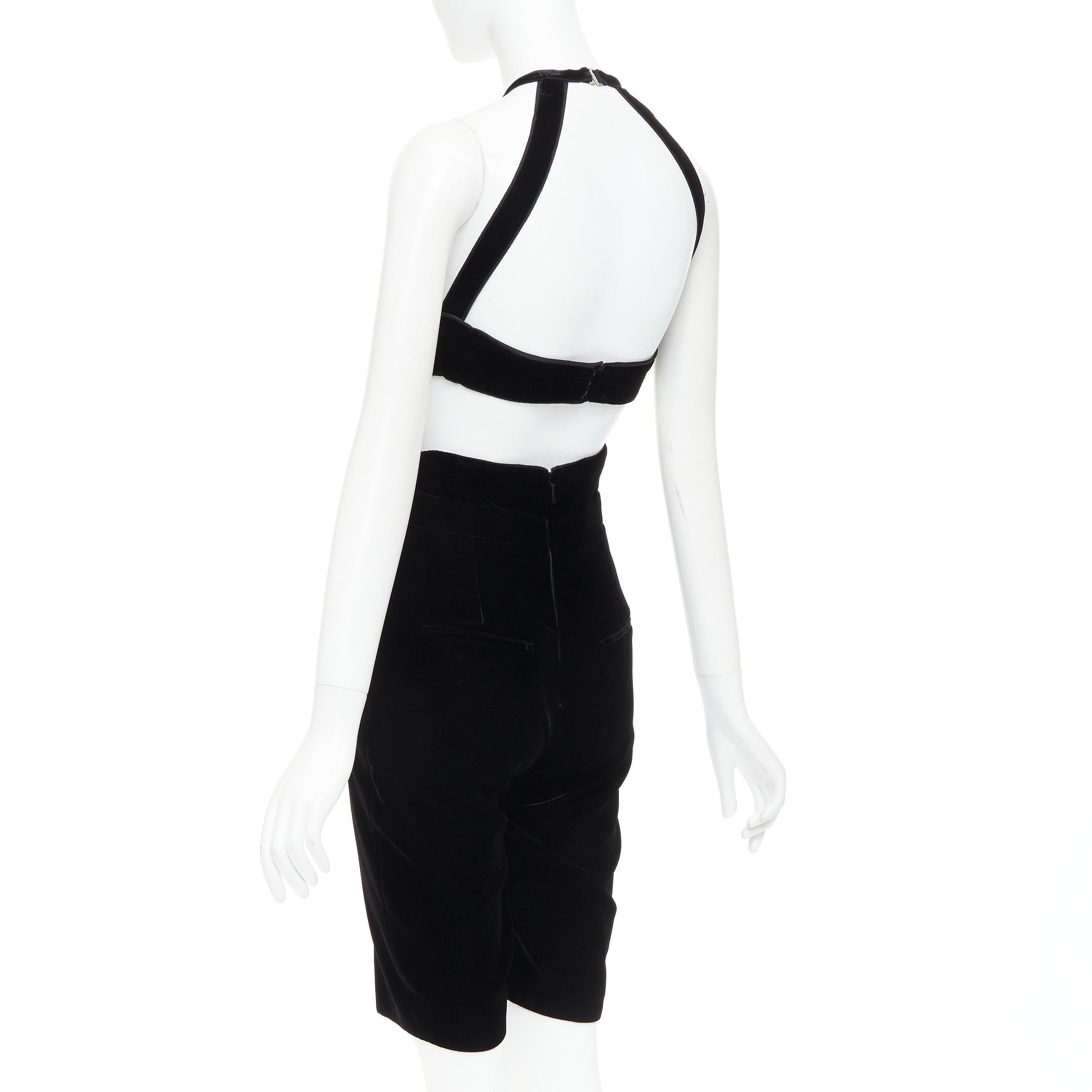 Saint Laurent 2022 Runway velours cristal broche découpe grenouillère playsuit FR36 S en vente 1