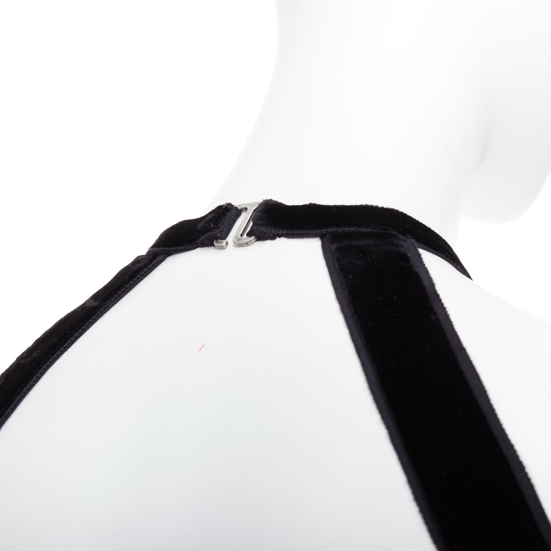 Saint Laurent 2022 Runway velours cristal broche découpe grenouillère playsuit FR36 S en vente 3