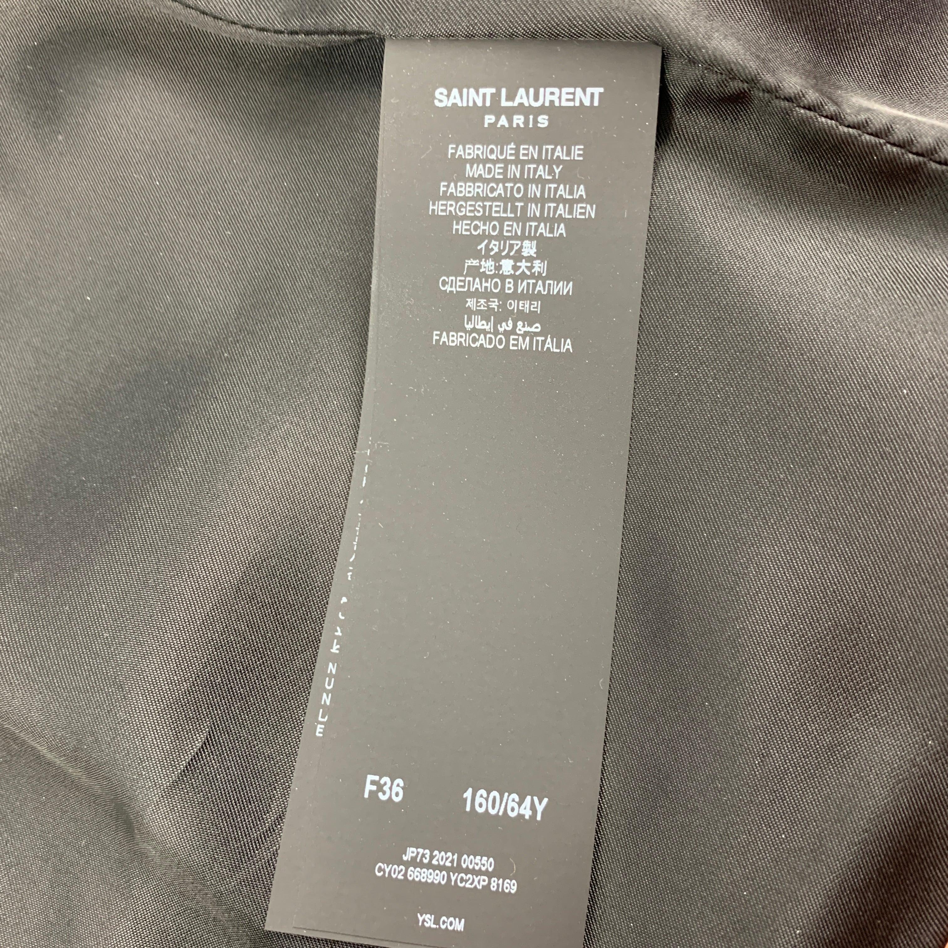SAINT LAURENT 2022 Size 4 Silver Leather High Waist Mini Skirt In Good Condition For Sale In San Francisco, CA