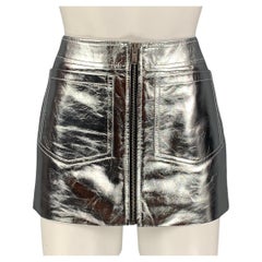 Mini-jupe taille haute en cuir argenté SAINT LAURENT 2022 Taille 4