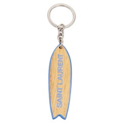 SAINT LAURENT 2022 Surf Keyring surfboard light brown oak wood painted bag charm