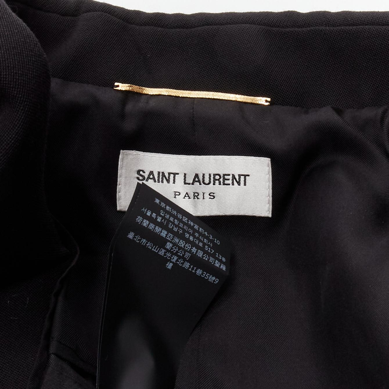 SAINT LAURENT 2022 wool gold floral buttons 80s power shoulder blazer FR34 XS 6