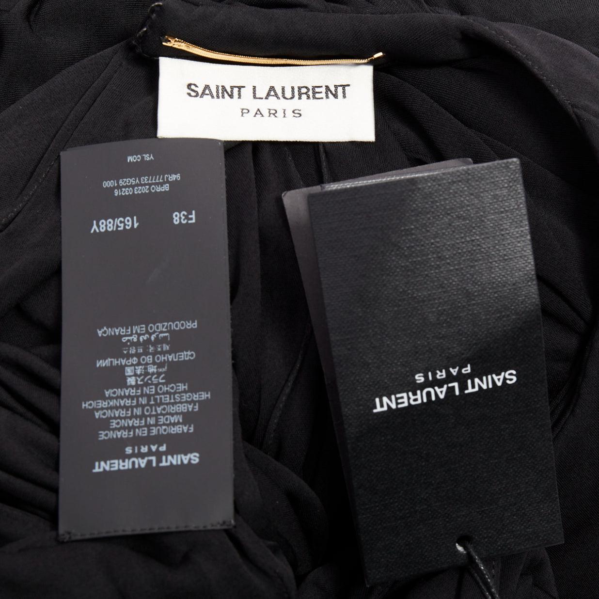 SAINT LAURENT 2023 schwarzer Neckholder Göttin griechisch drapiertes Kleid Kleid FR38 M im Angebot 6