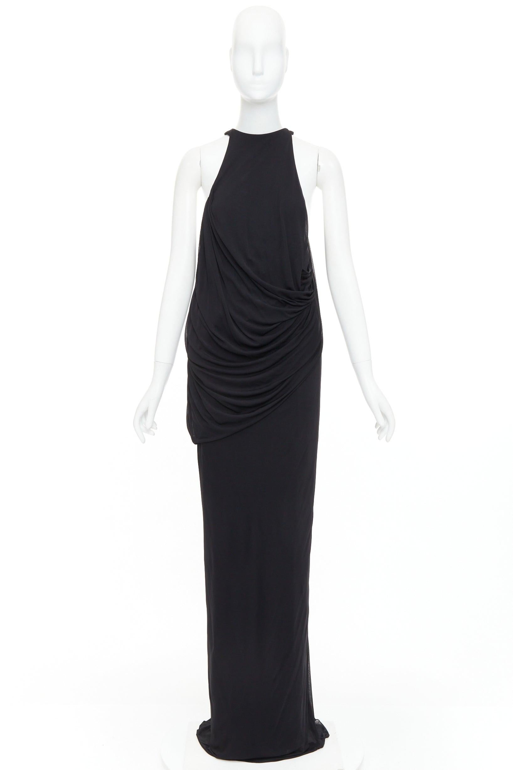 SAINT LAURENT 2023 schwarzer Neckholder Göttin griechisch drapiertes Kleid Kleid FR38 M im Angebot 7
