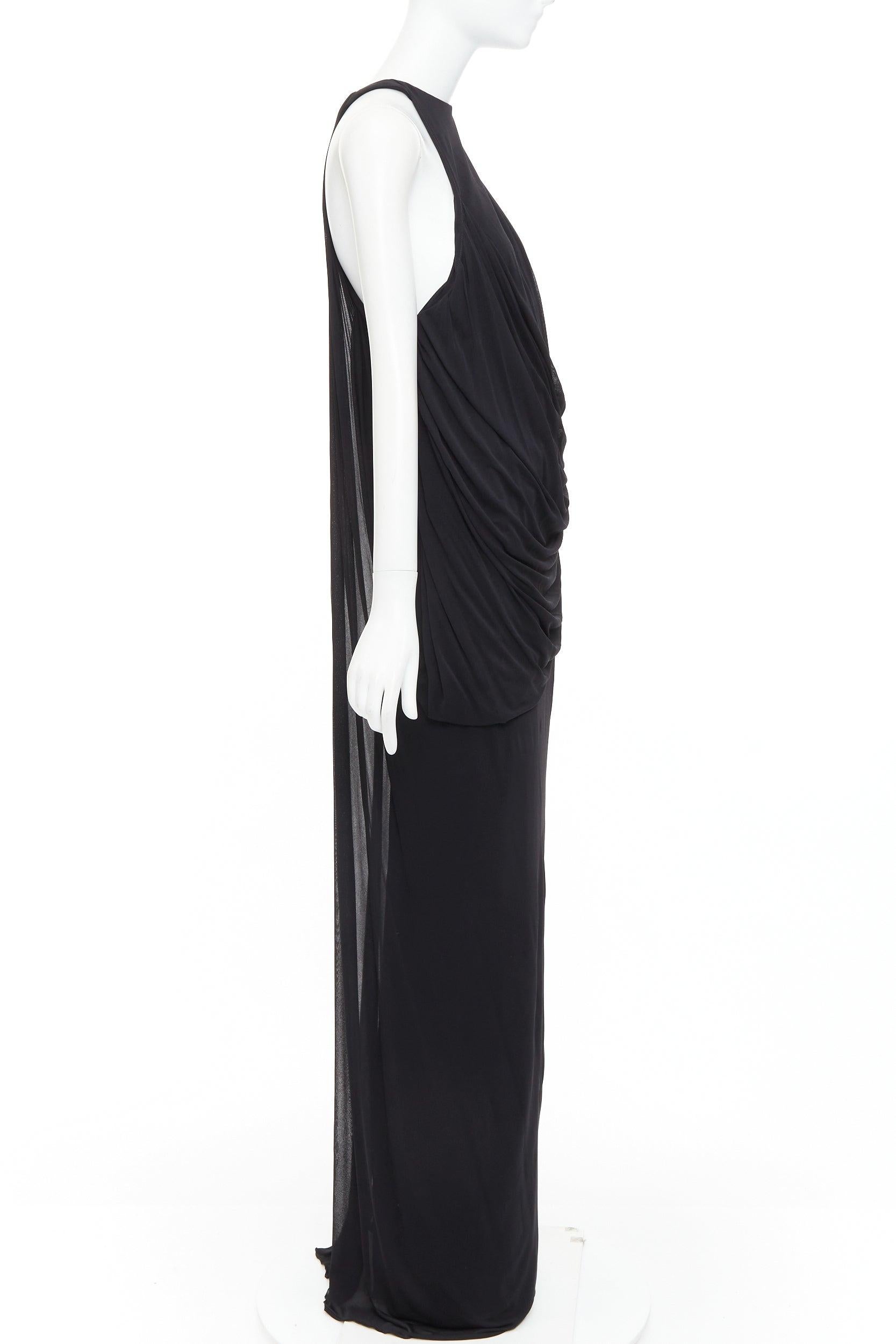 SAINT LAURENT 2023 schwarzer Neckholder Göttin griechisch drapiertes Kleid Kleid FR38 M Damen im Angebot