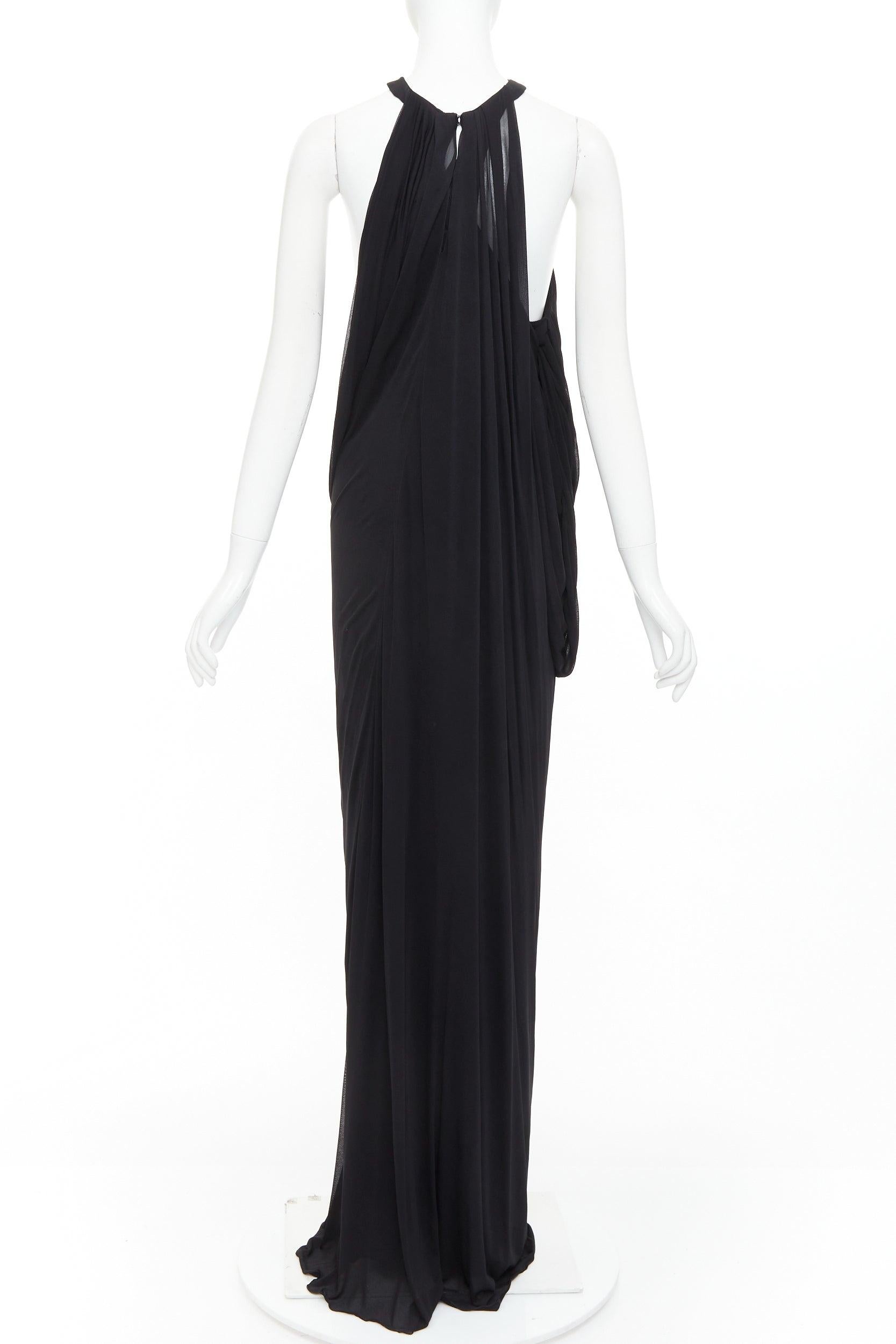 SAINT LAURENT 2023 schwarzer Neckholder Göttin griechisch drapiertes Kleid Kleid FR38 M im Angebot 1