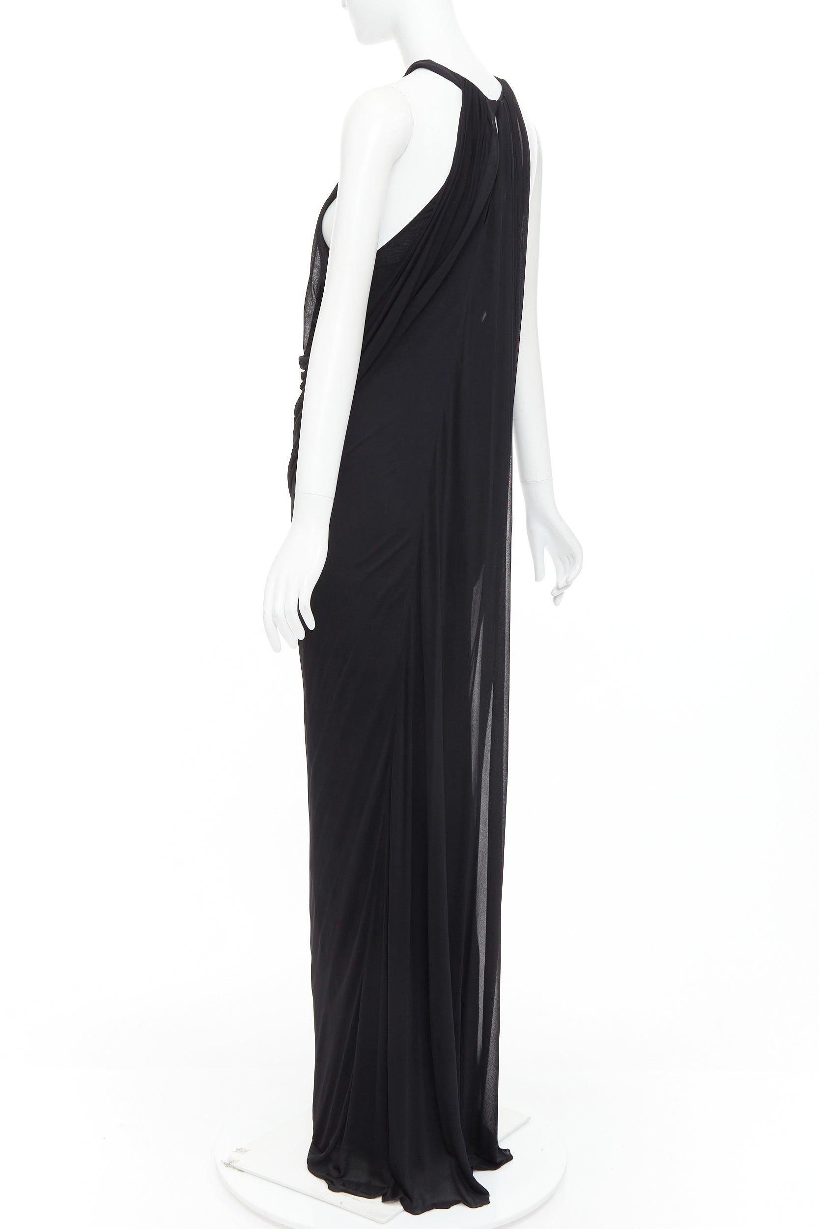 SAINT LAURENT 2023 schwarzer Neckholder Göttin griechisch drapiertes Kleid Kleid FR38 M im Angebot 2