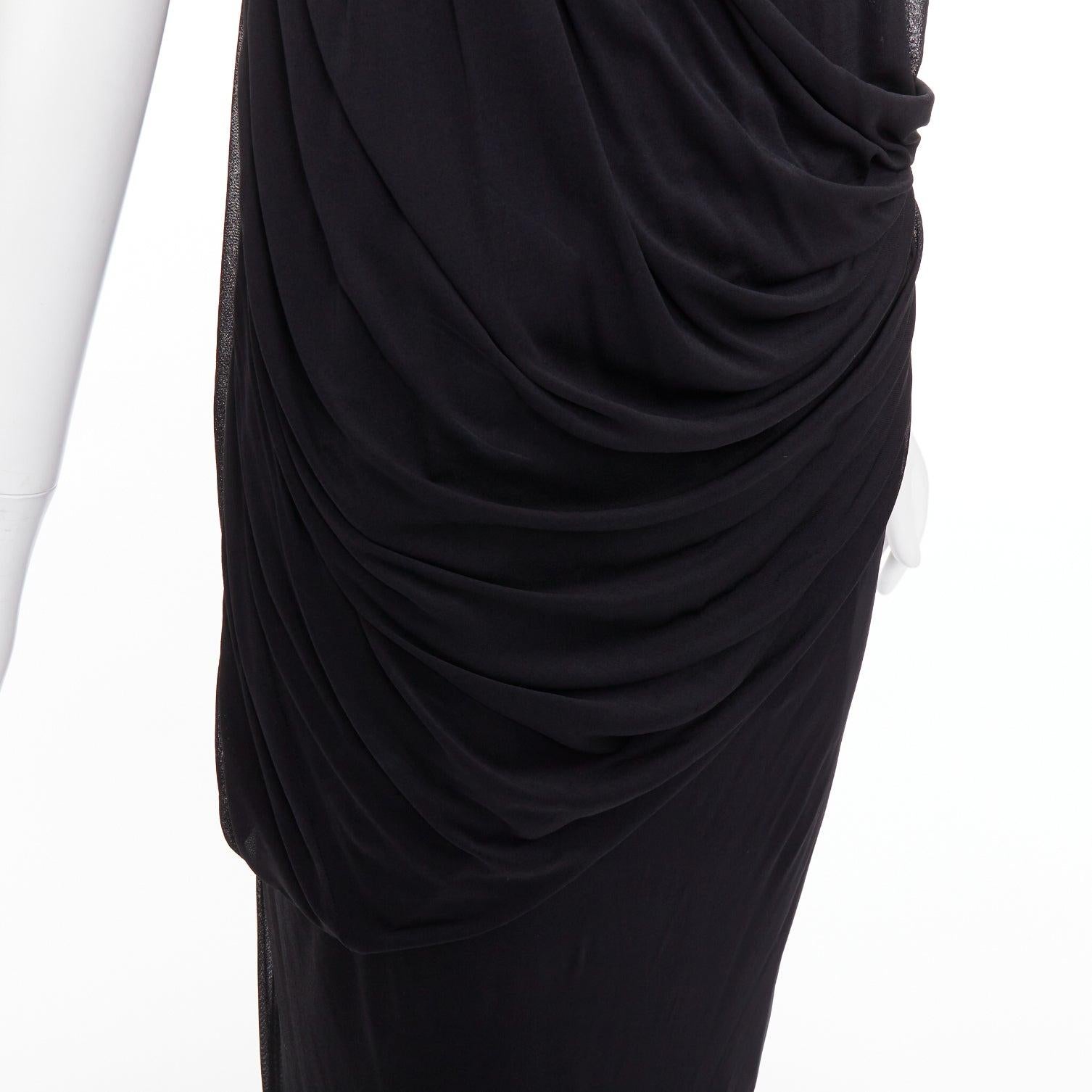 SAINT LAURENT 2023 schwarzer Neckholder Göttin griechisch drapiertes Kleid Kleid FR38 M im Angebot 5