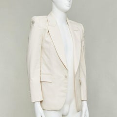 SAINT LAURENT 2023 cream multi silk blend satin lapel tuxedo blazer IT44 XS
