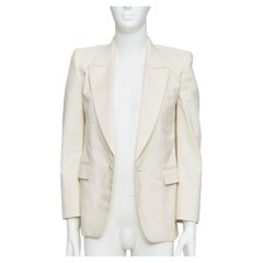 SAINT LAURENT 2023 cream multi silk blend satin lapel tuxedo blazer IT44 XS