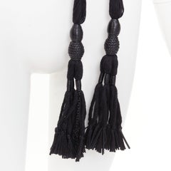 SAINT LAURENT 2023 Passementerie Tassel leather braided rope tassel charm belt