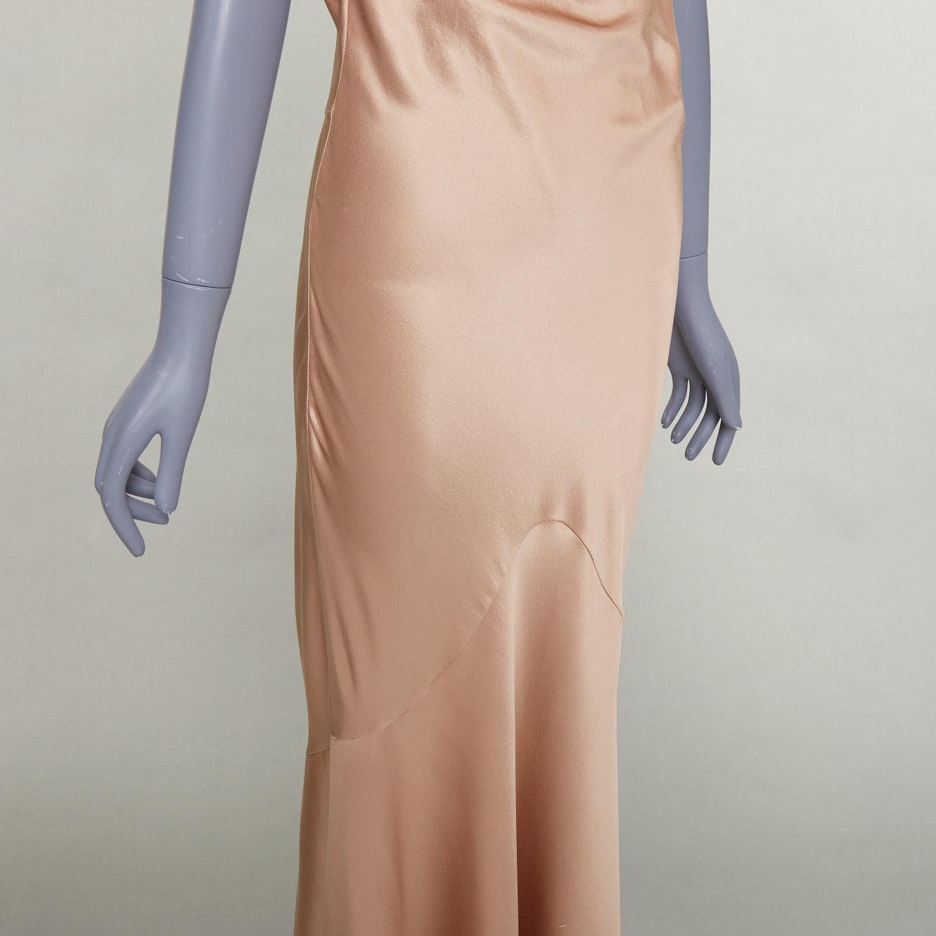 SAINT LAURENT 2023 rose bronze satin de soie robe drapée à capuchon FR40 L en vente 4