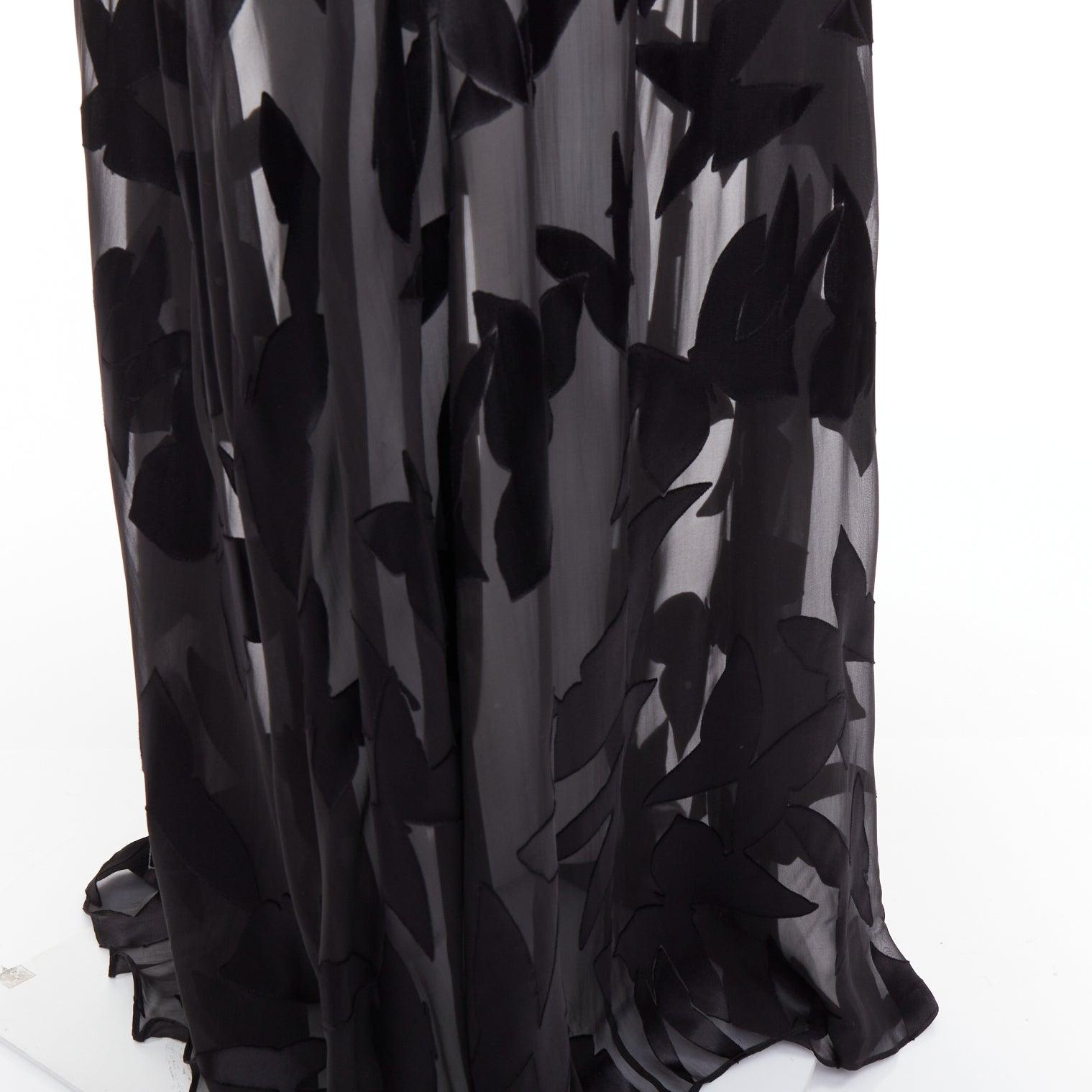 SAINT LAURENT 2023 Runway black butterfly applique sheer maxi dress T2 M im Angebot 3