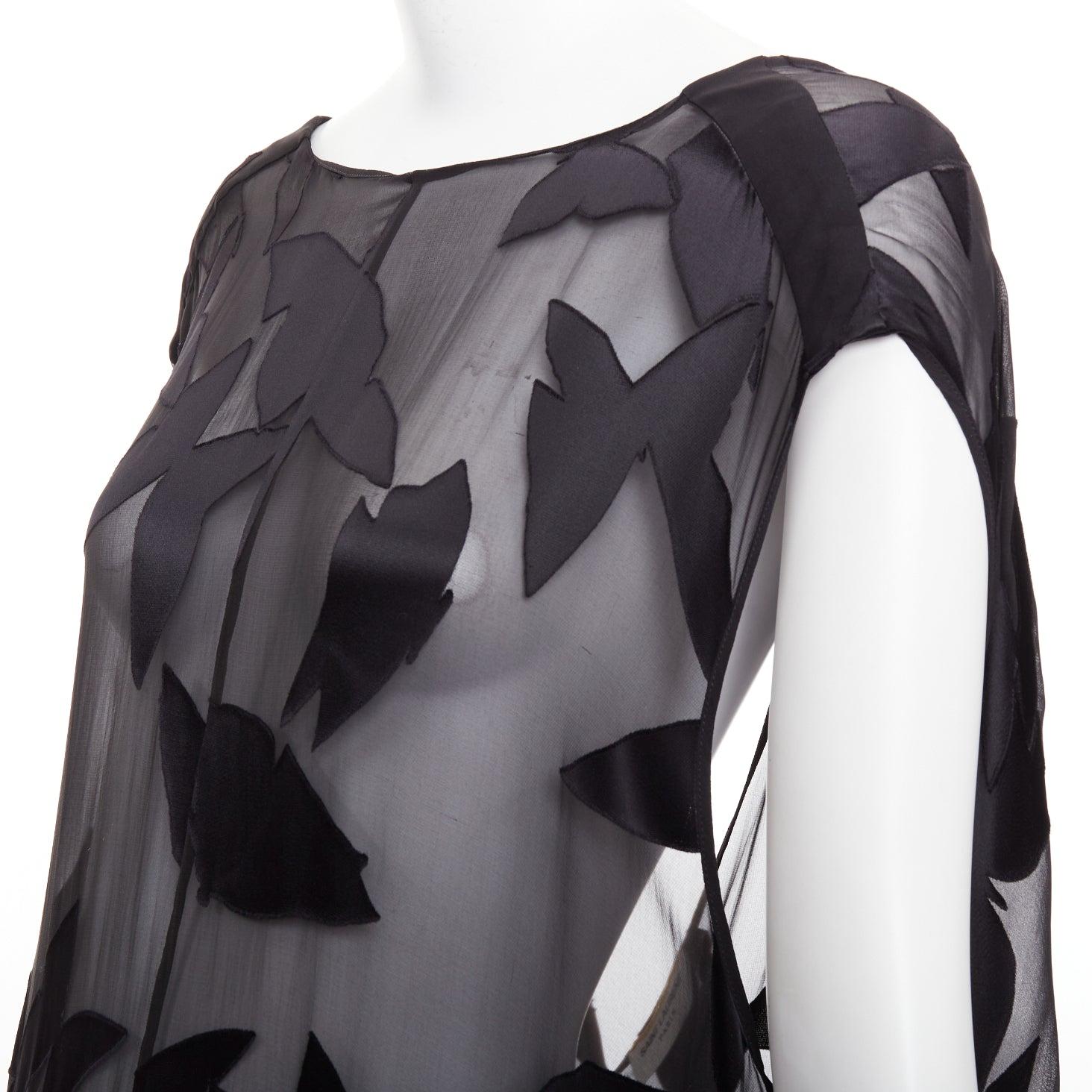 SAINT LAURENT 2023 Runway black butterfly applique sheer maxi dress T2 M im Angebot 4
