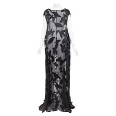 SAINT LAURENT 2023 Runway black butterfly applique sheer maxi dress T2 M