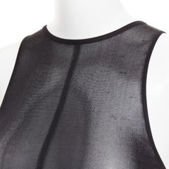 SAINT LAURENT 2023 Runway black slinky viscose semi sheer knit maxi tank dress S