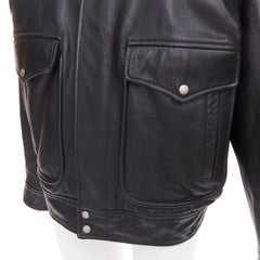 SAINT LAURENT 2023 Runway cow leather oversized aviator bomber jacket FR38 M