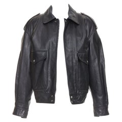 SAINT LAURENT 2023 Runway cow leather oversized aviator bomber jacket FR38 M