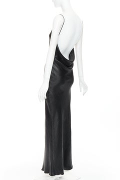SAINT LAURENT 2023 Runway iridescent satin cowl open back dress gown FR36 S
