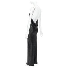SAINT LAURENT 2023 Runway iridescent satin cowl open back dress gown FR38 M