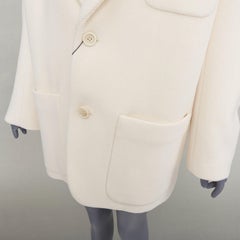 SAINT LAURENT 2023 Runway ocru chevron wool Extreme Power shoulder blazer OS