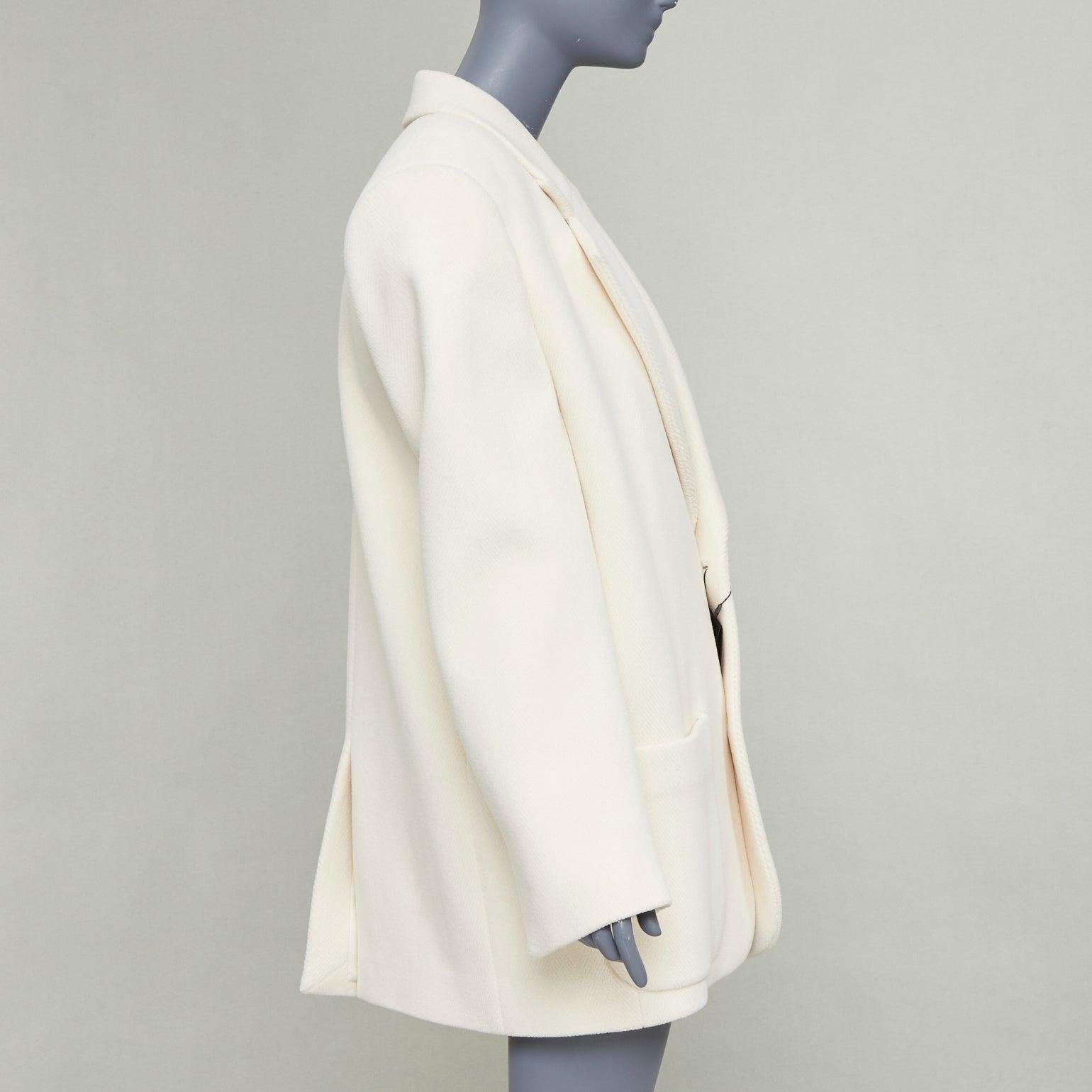 Women's SAINT LAURENT 2023 Runway ocru chevron wool Extreme Power shoulder blazer OS For Sale