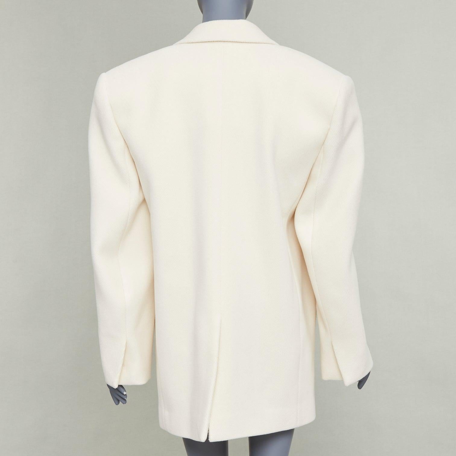 SAINT LAURENT 2023 Runway ocru chevron wool Extreme Power shoulder blazer OS For Sale 1