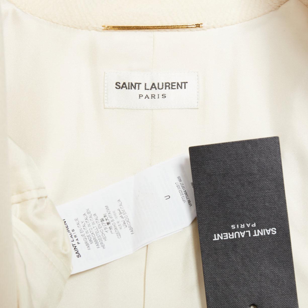 SAINT LAURENT 2023 Runway ocru chevron wool Extreme Power shoulder blazer OS For Sale 5