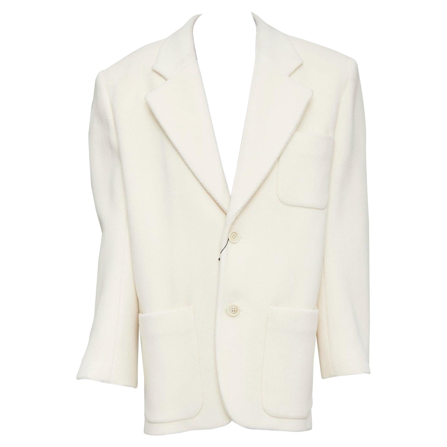 SAINT LAURENT 2023 Runway ocru chevron wool Extreme Power shoulder blazer OS