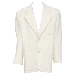 SAINT LAURENT 2023 Runway ocru chevron wool Extreme Power shoulder blazer OS