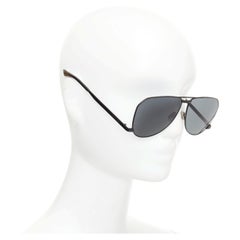 SAINT LAURENT 2023 Runway SL 690 Dust 001 black metal grey aviator sunglasses