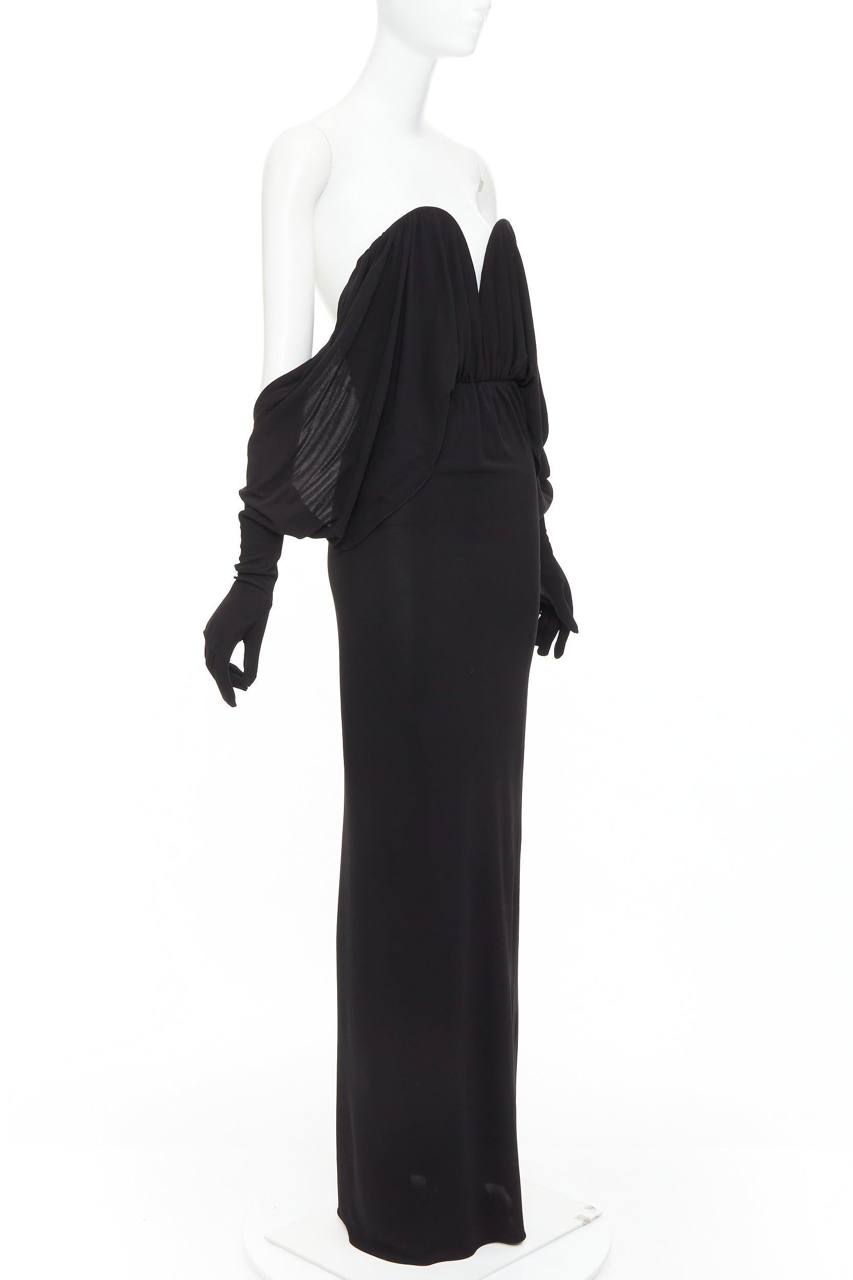 Noir SAINT LAURENT 2023 Runway robe à gants en forme de cœur armé FR36 S en vente
