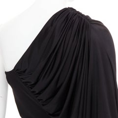 SAINT LAURENT 2023 shiny viscose jersey ruched one sleeve dress gown FR34 XS