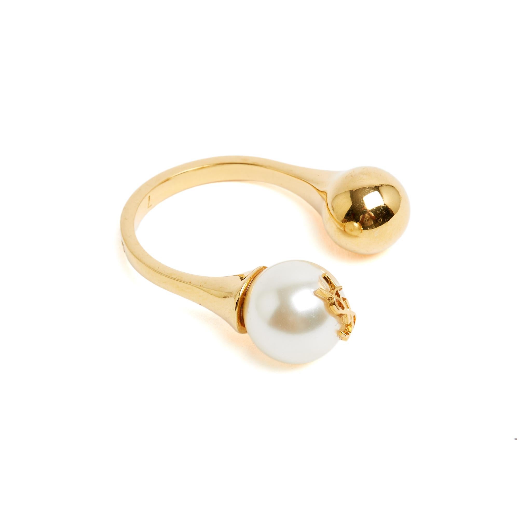 Saint Laurent 2024 Bague Boucles oreille Cassandre Ausgefallene Perlen-Ring-Ohrringe OS im Zustand „Hervorragend“ im Angebot in PARIS, FR