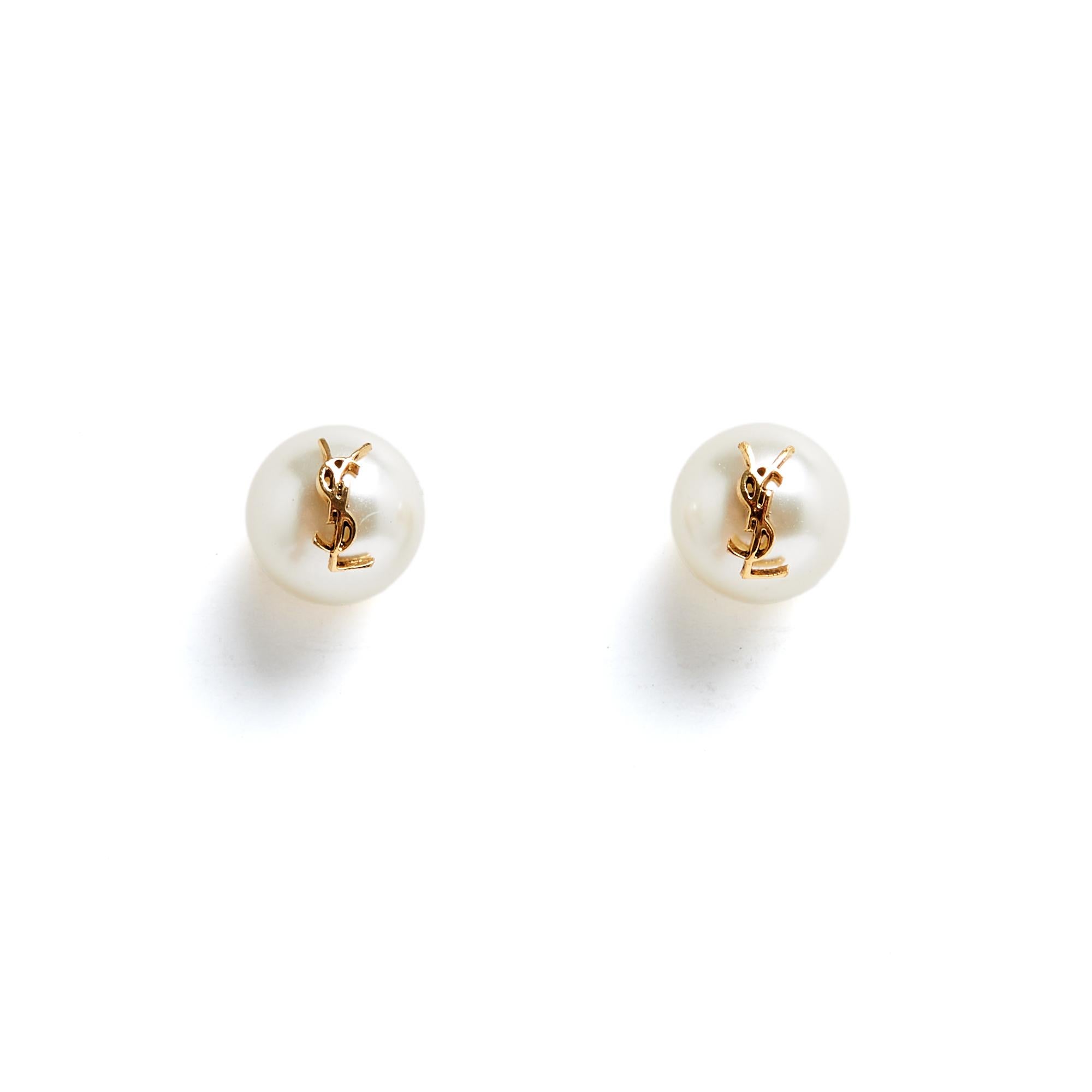 Saint Laurent 2024 Bague Boucles oreille Cassandre Ausgefallene Perlen-Ring-Ohrringe OS im Angebot 1