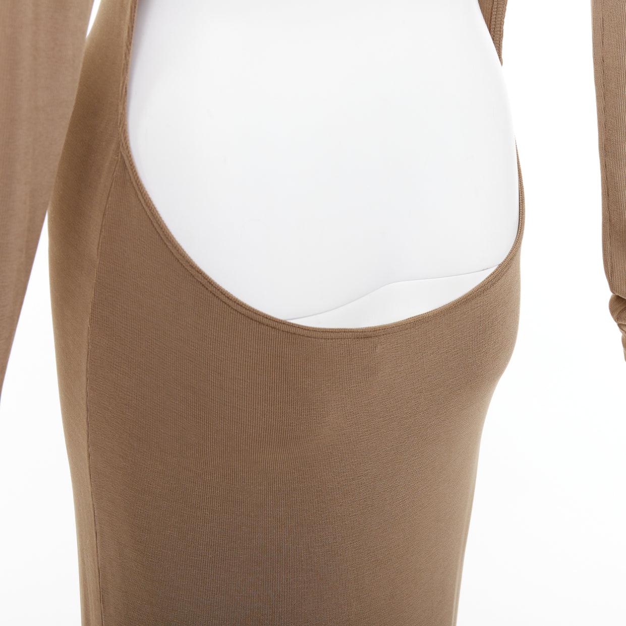 SAINT LAURENT 2024 robe robe à dos ouvert en maille viscose beige M en vente 3